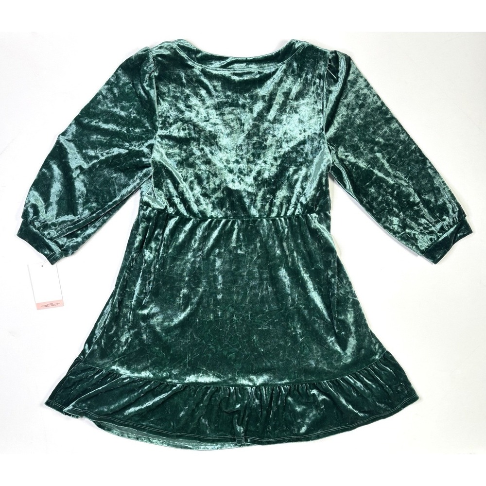 Motherhood Dress Women's Medium New W/ Tags Green Crushed Velvet Long Sleeve - Picture 2 of 11